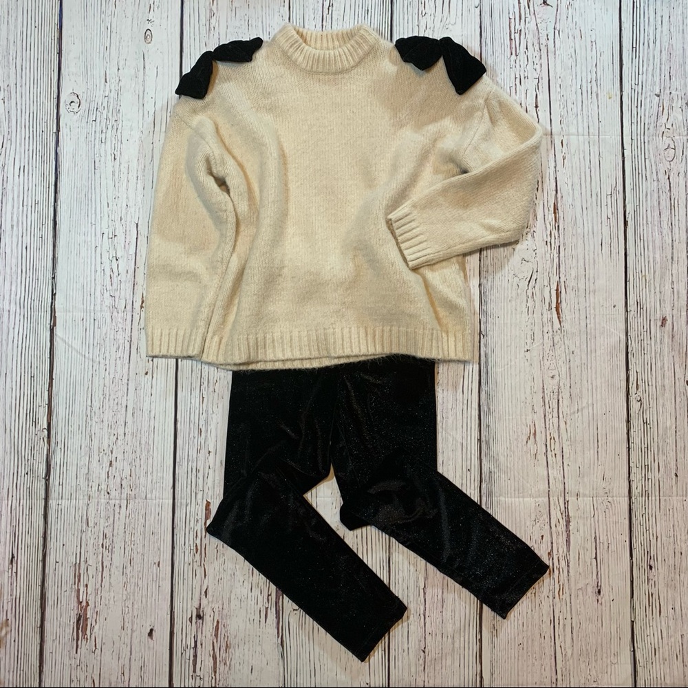 Zara Girls Bow Sweater and Sparkle Legging
